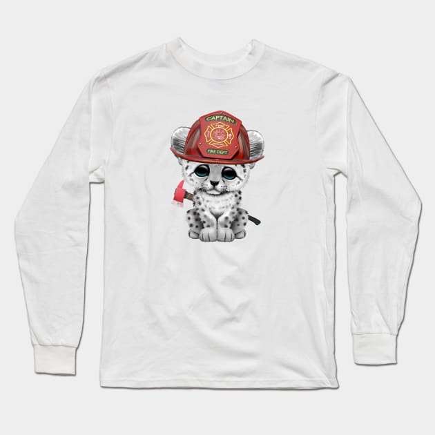 Cute Snow Leopard Cub Firefighter Long Sleeve T-Shirt by jeffbartels